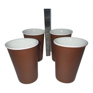 VTG ASA Selection Germany Porcelain Tumbler Cups Set 4 Brown Crate & Barrel